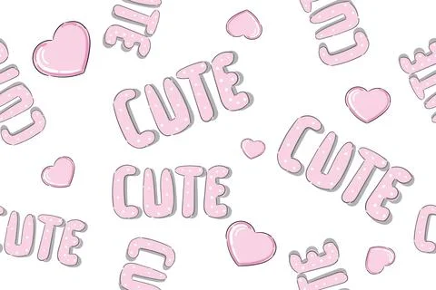 Seamless fun pattern with words and lettering Cute. Bright cute words and marker Stock Illustration