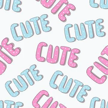 Seamless fun pattern with words and lettering Cute. Bright cute words and marker Illustrazione stock