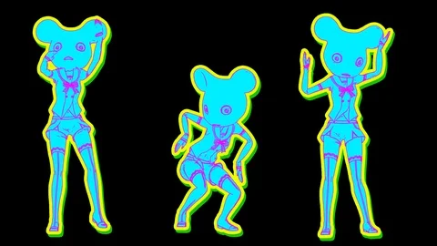 Seamless funny animation of a cartoon dancing dolls with mouse head isolated Stock Footage 108652152