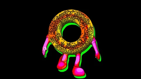 Seamless funny animation of a dancing doughnut isolated with alpha channel.  Stock Footage 111252921