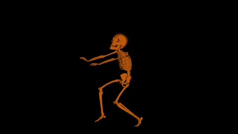 Seamless funny animation of a dancing skeleton in halftone photocopy printed Видео 134242508