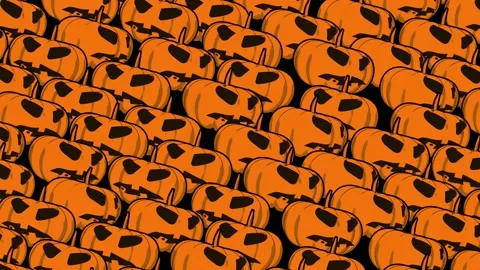 Seamless funny animation of Jack O´lantern pumpkins in halftone photocopy 스톡 동영상 130264045
