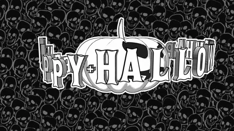 Seamless funny animation of Jack O´lantern pumpkin with Halloween text in Stock Footage 135860384