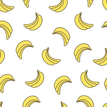 Seamless funny banana pattern on a white background Stock Illustration