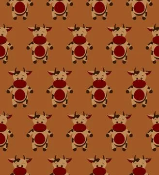 Seamless funny pattern with doodle cartoon cow Stock Illustration