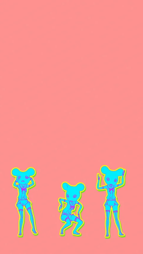 Seamless funny vertical video of a cartoon dancing dolls with mouse head Stock Footage 340106398