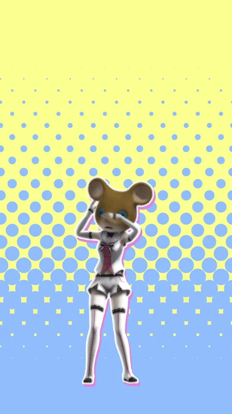 Seamless funny vertical video of a cartoon dancing doll with mouse head isolated Stock Footage 340558241