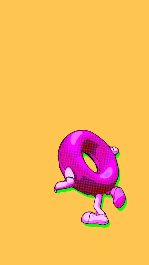 Seamless funny vertical video of a dancing doughnut isolated with copy space.  Video stock 306315719