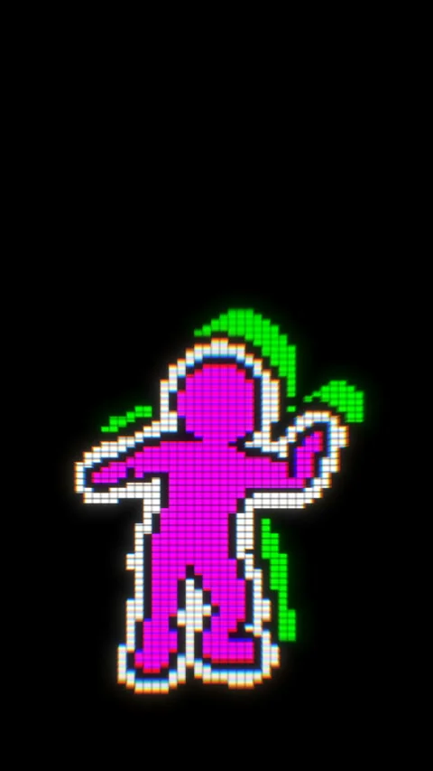 Seamless funny vertical video of a dancing videogame character isolated with Video stock 306315941
