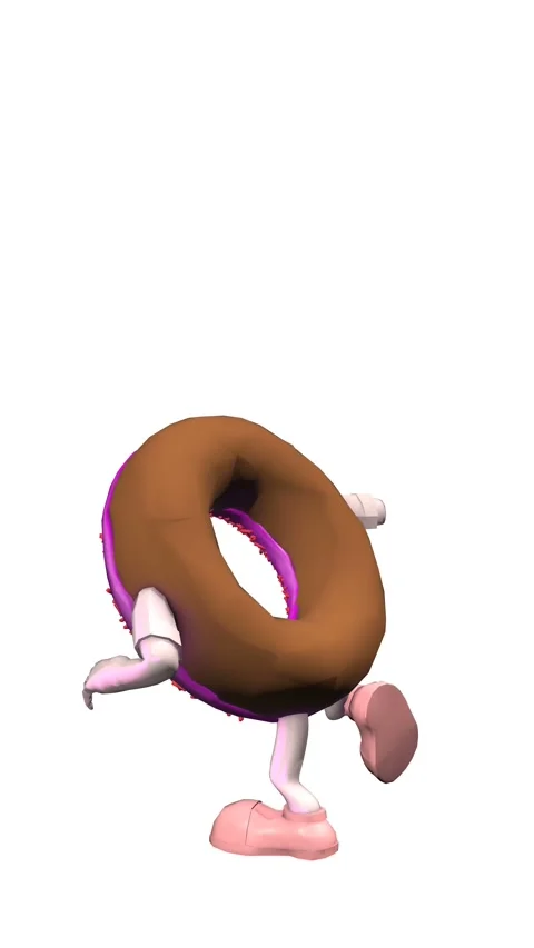 Seamless funny vertical video of a dancing doughnut  isolated with copy space Vidéo 309877726