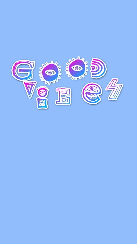 Seamless funny vertical video of doodles handwritten text good vibes isolated on Stock Footage 340106440