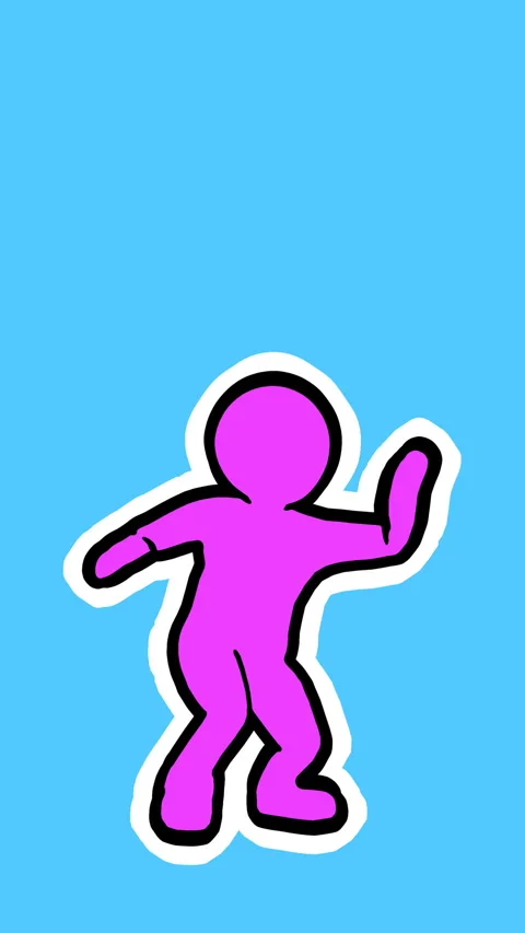 Seamless funny vertical video of minimal sketch character dancing isolated with Vidéo 305936614