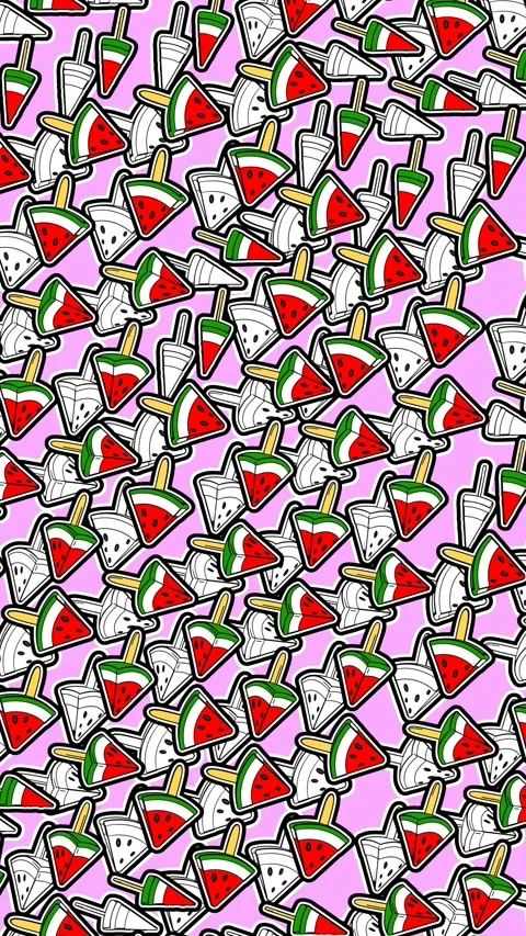 Seamless funny vertical video of sketch watermelon ice creams.Zine culture video Видео 340472820