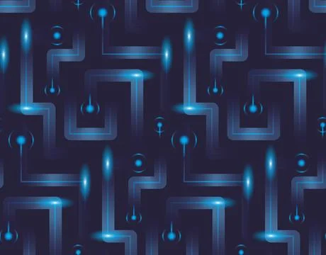 Seamless futuristic adstract pattern, digital vector background in hi-tech style Stock Illustration