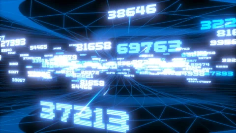 Seamless futuristic  animation of random numbers . Interface FUI HUD algorithm Stock Footage 106785285