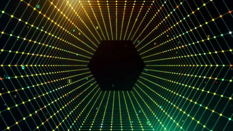 Seamless Futuristic Hexagon Network Tunnel Camera Moving Forward Background.. Stock Footage 339121753