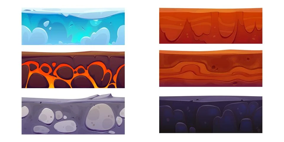 Seamless game ground texture layer cartoon vector イラスト素材