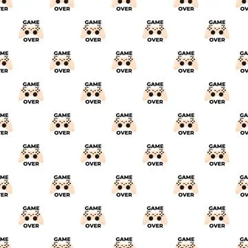 Seamless game over gamepad controller gaming pattern Stock Illustration
