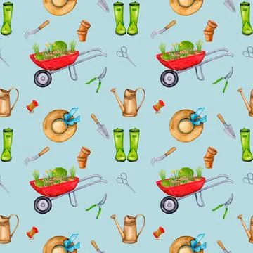 Seamless gardening pattern. Stock Illustration