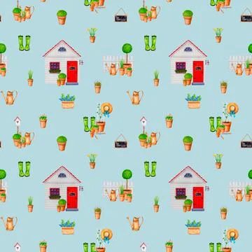 Seamless gardening pattern. Stock Illustration