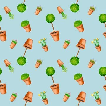 Seamless gardening pattern. Stock Illustration