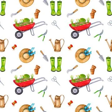 Seamless gardening pattern. Stock Illustration