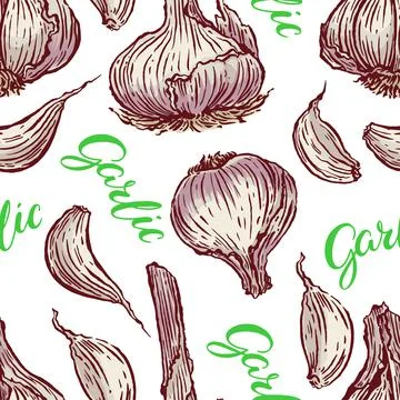 Seamless Garlic background Stock Illustration