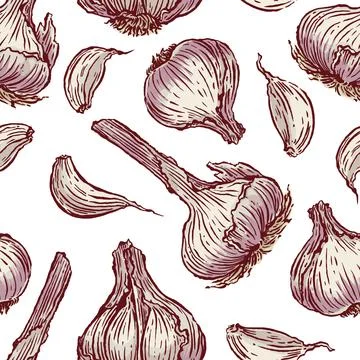 Seamless Garlic background Stock Illustration