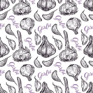 Seamless Garlic background Stock Illustration