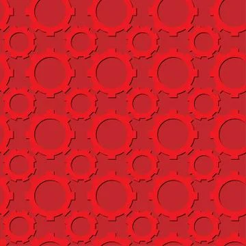 Seamless gear pattern red color with shadows Stock Illustration