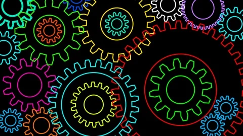 Seamless gears or cogwheels 2d rotating animation loop loopable with alpha chann Stock Footage 105278079
