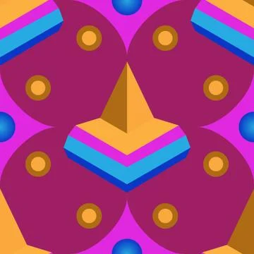 Seamless geometric 3d abstract pattern on purple background Stock Illustration
