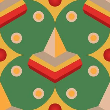 Seamless geometric 3d abstract pattern on green background Stock Illustration