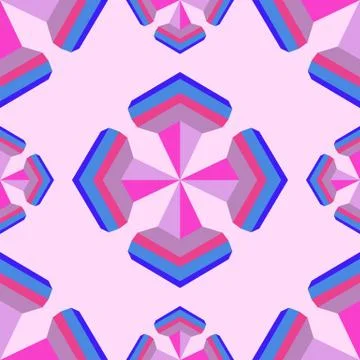 Seamless geometric 3d abstract pattern on pink background.For design, wallp.. Stock Illustration
