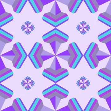 Seamless geometric 3d abstract pattern on purple background.For design, wal.. Stock Illustration