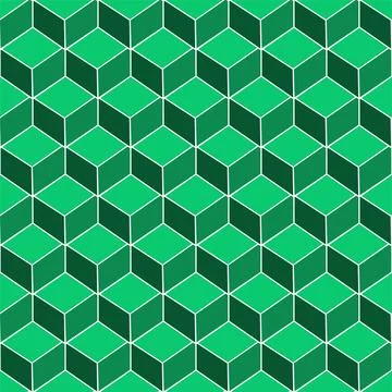 Seamless geometric 3d cubes abstract structure pattern. Green decorative re.. Stock Illustration