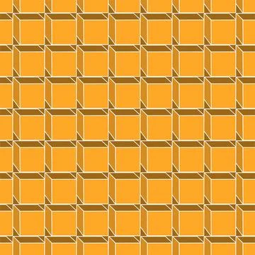 Seamless geometric 3d cubes pattern. Orange bright digital repeatable vector  Illustrazione stock