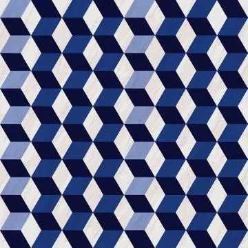 Seamless geometric 3d pattern with marble texture, hexagon pattern, blue and  Illustrazione stock
