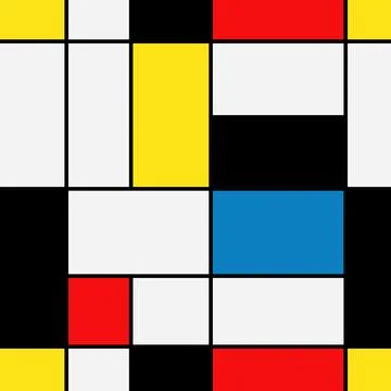 Seamless geometric abstract pattern. Mondrian style. Vector. Stock Illustration