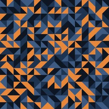 Seamless geometric abstract pattern with orange and blue triangles creating.. Stock Illustration