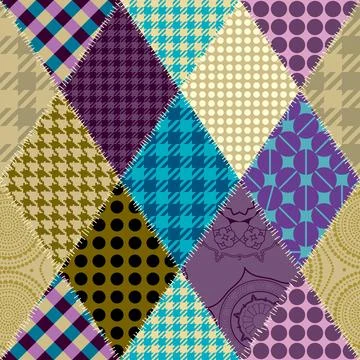 Seamless geometric abstract pattern. Textille rhombuses patchwork pattern. Ve イラスト素材