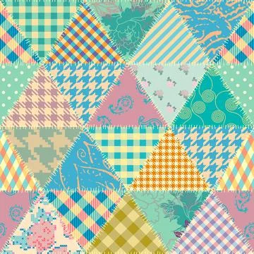 Seamless geometric abstract pattern. Textille patchwork pattern. Vector image 스톡 일러스트