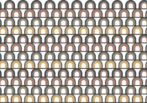 Seamless geometric arch pattern with retro rainbow shapes Illustrazione stock