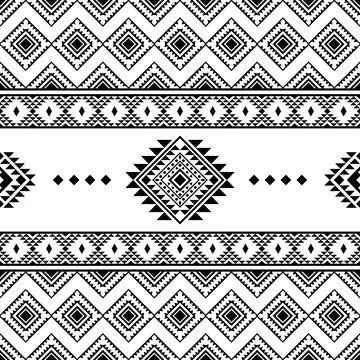 Seamless geometric backdrop with Aztec and Navajo tribal motifs. Stock Illustration