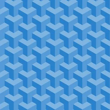Seamless geometric blue pattern. Shape cube pattern. Stock Illustration