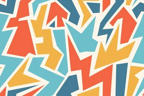 Seamless geometric camouflage pattern with sharp, colorful abstract shapes .. 库存插图