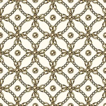 Seamless geometric chain pattern with circles Stock Illustration