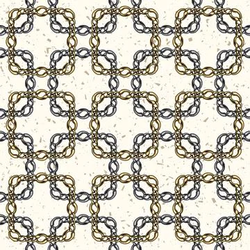 Seamless geometric chain pattern with squares Stock Illustration