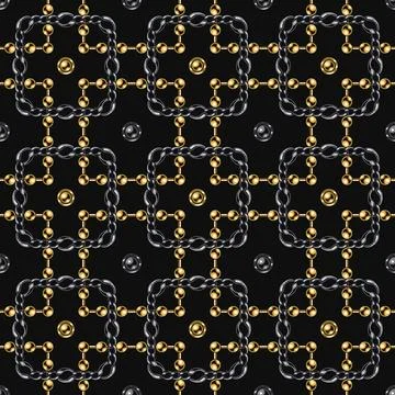 Seamless geometric chain pattern with squares Stock Illustration