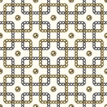Seamless geometric chain pattern with squares Stock Illustration
